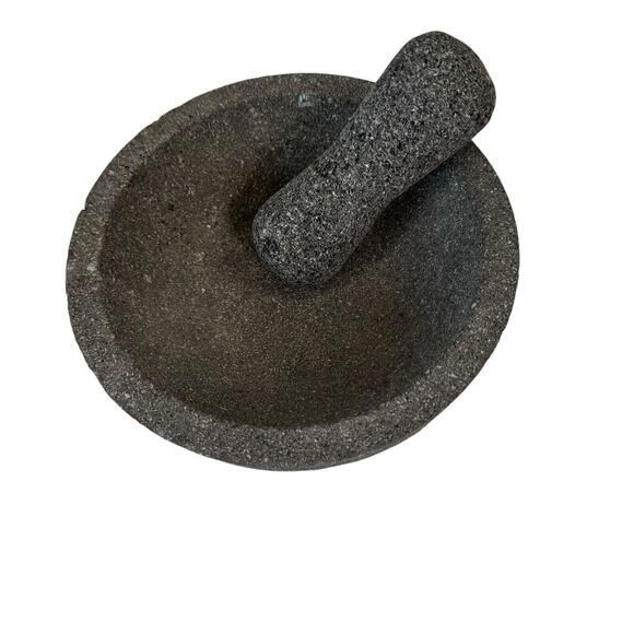 8" Mexican Molcajete 100% Lava Volcanic Stone, Mortar and Pestle- Crate & Barrel - Picture 6 of 16